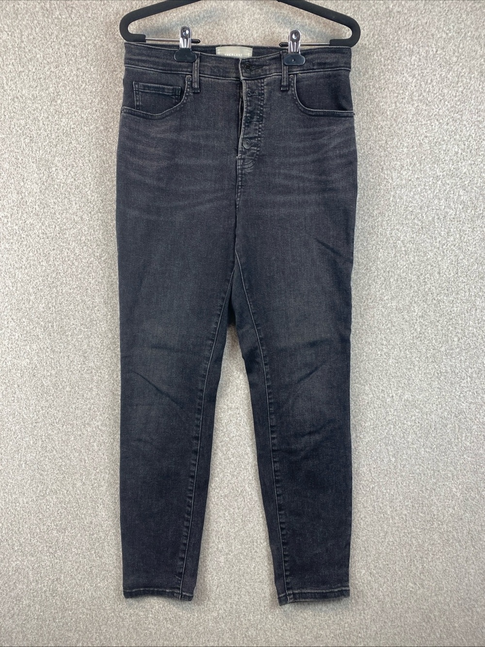 Everlane High-Rise Skinny Ankle Jeans Size 30 Reg Black Grunge Goth Button Fly